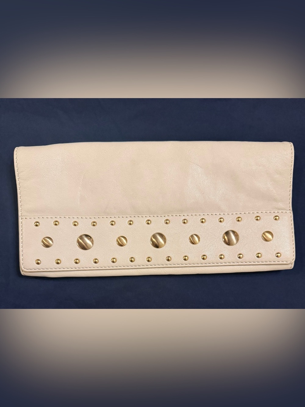 Michael Kors Cream Leather Studded Envelope Clutch